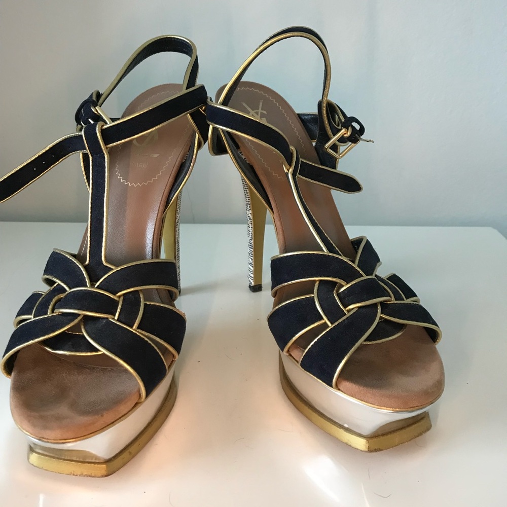 YSL Tribute Pumps, Navy